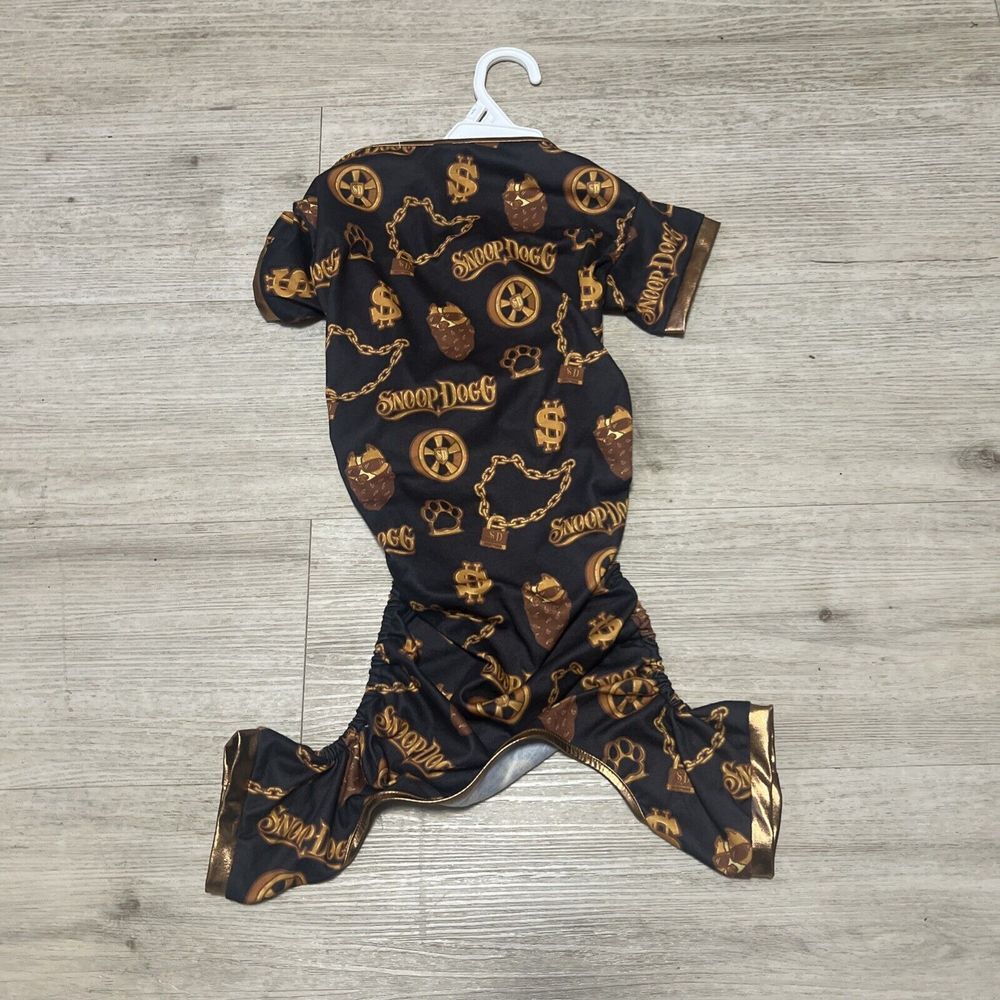 Snoop Doggie Doggs Dog Pet PJ Jammies Black Gold Off The Chain Sz XL Long Beach